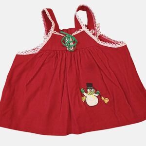 Vintage Baby Christmas Corduroy Laced‎ Dress Small 0-3